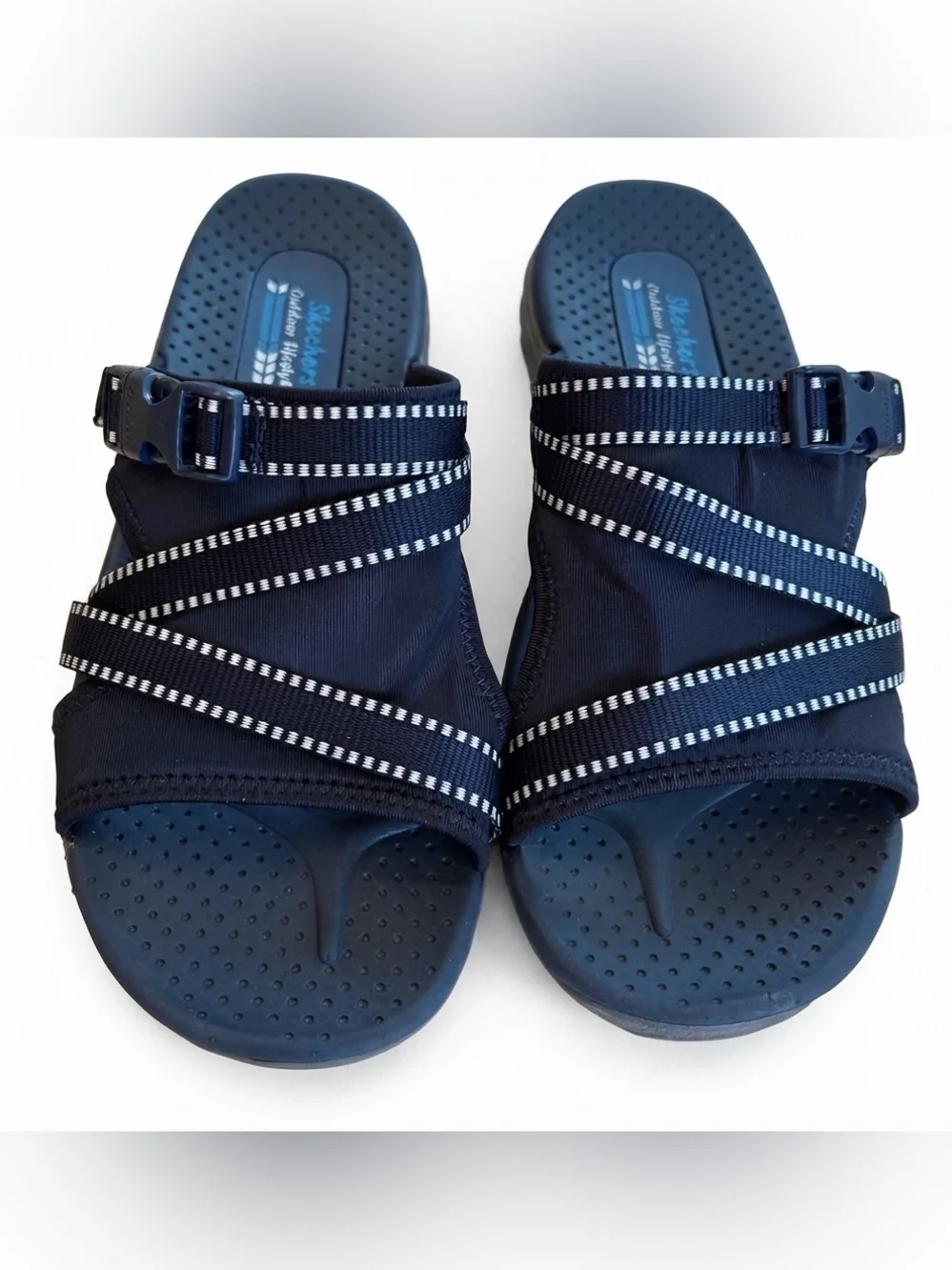 Skechers Slide Thru Sandals with Buckle -“Reggae” Style- Shock Absorbing Insole